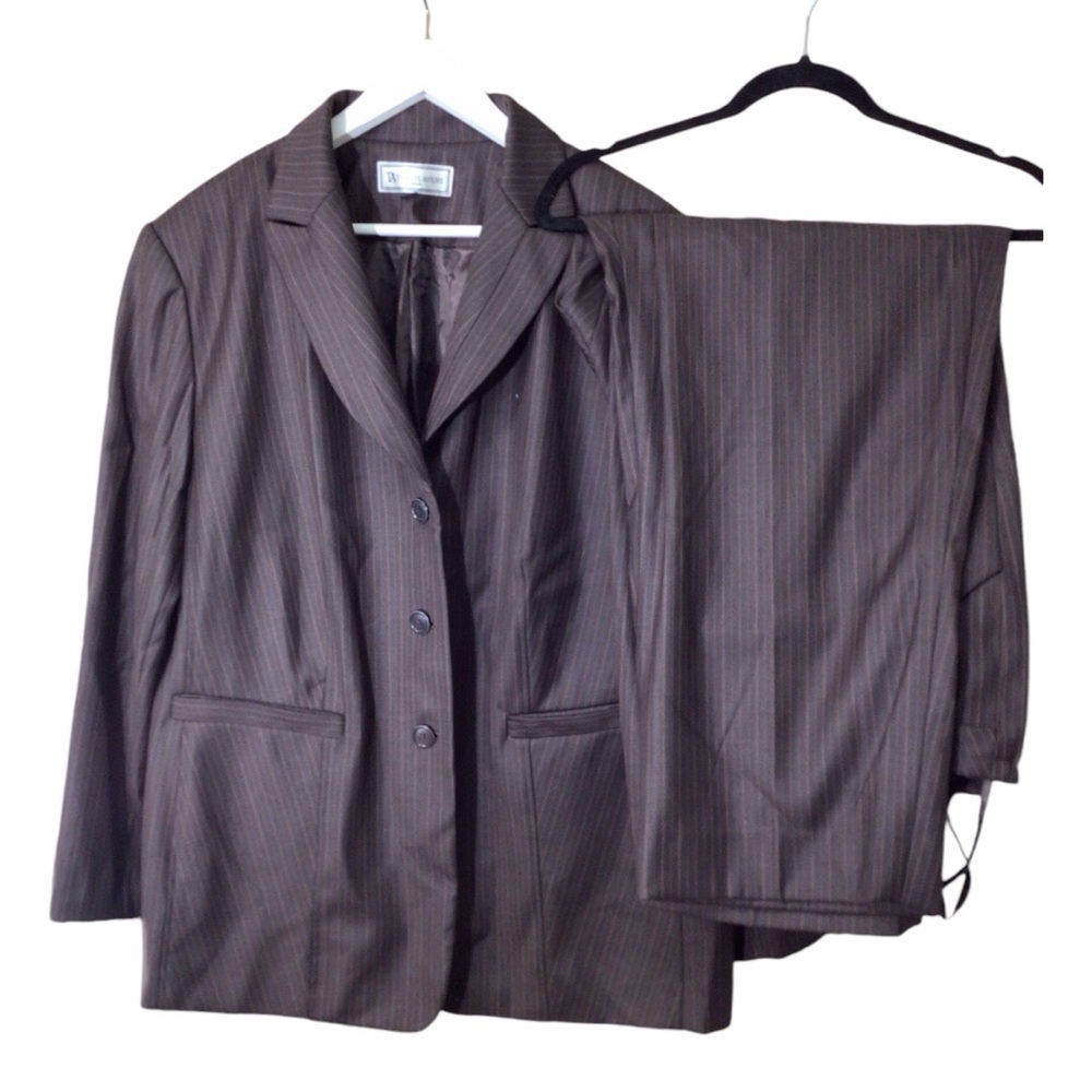 Travis Ayers Chocolate Pinstripe Pantsuit